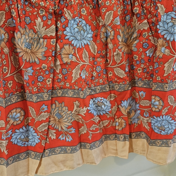 Hautellie Boutique Cotton Maxi Skirt Red Floral Print Ruffle Tier Size Med NWOT - Picture 13 of 16